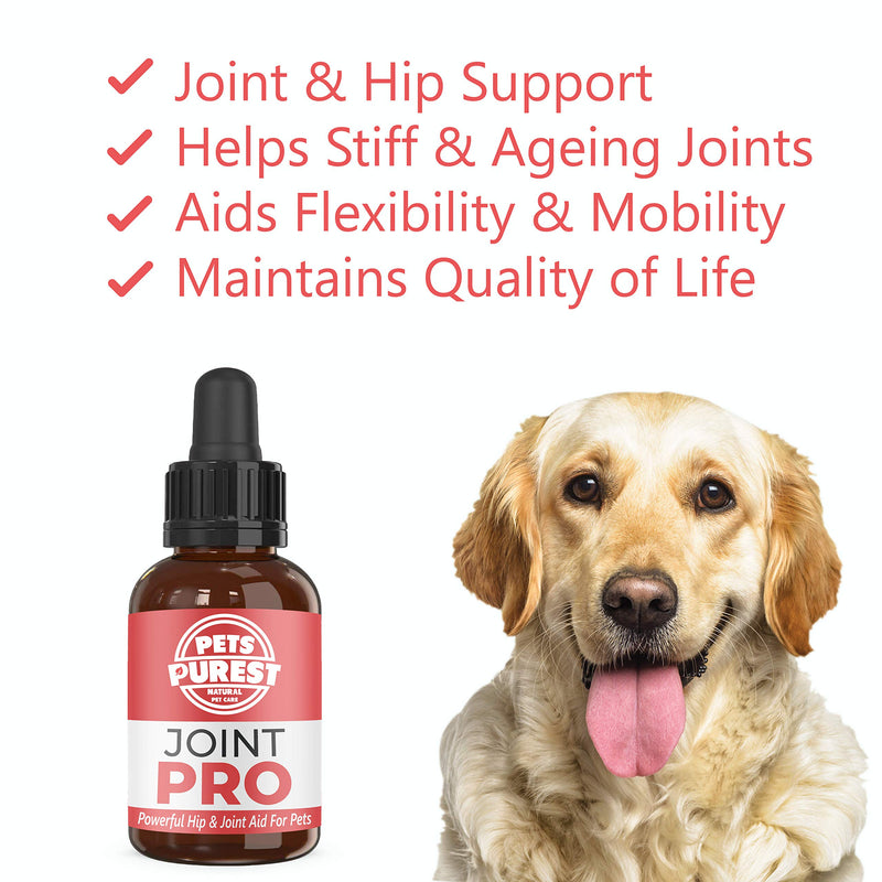 Pets Purest Joint Supplement Aid For Dogs, Cats & Pets. 100% Natural Hip & Joint Care Oil Drops for Flexibility, Mobility & Relief. Support Stiff & Ageing Joints in Senior Dog Cat - PawsPlanet Australia