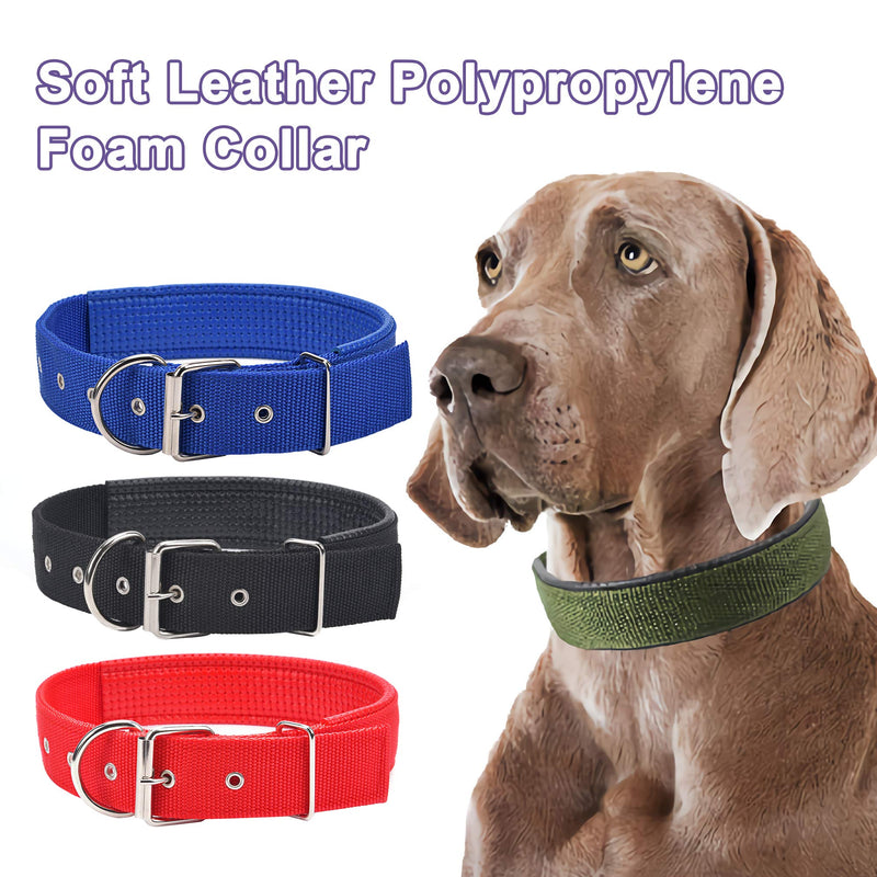 Padded Dog Collar 4 Packs, Comfortable Nylon Adjustable Puppy Collars, Strong Metal Buckle Weatherproof Heavy Duty Soft Pet Collars for Small, Medium, Large Dogs, Red, Blue, Black and Army Green, XL - PawsPlanet Australia