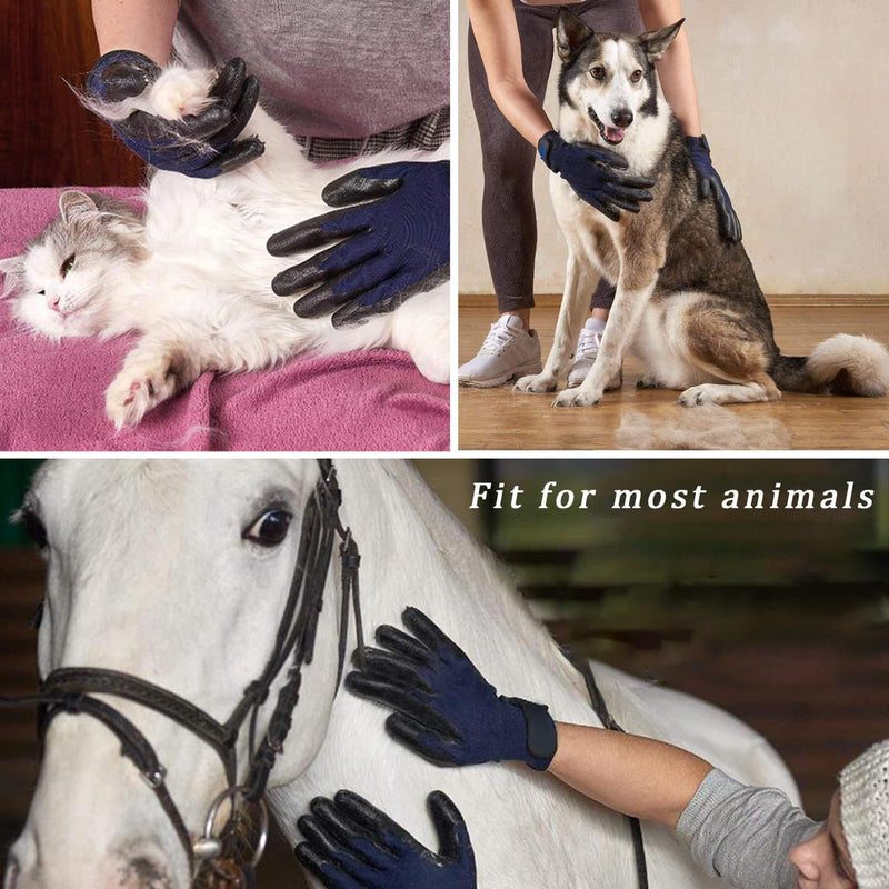 Glove Hair Removal Gloves for Dogs Cats, Pet Care Fur Change Care Cleaning Gloves Pet Brush Grooming Gloves Pet Massager, One Pair, Blue Blue 2 - PawsPlanet Australia