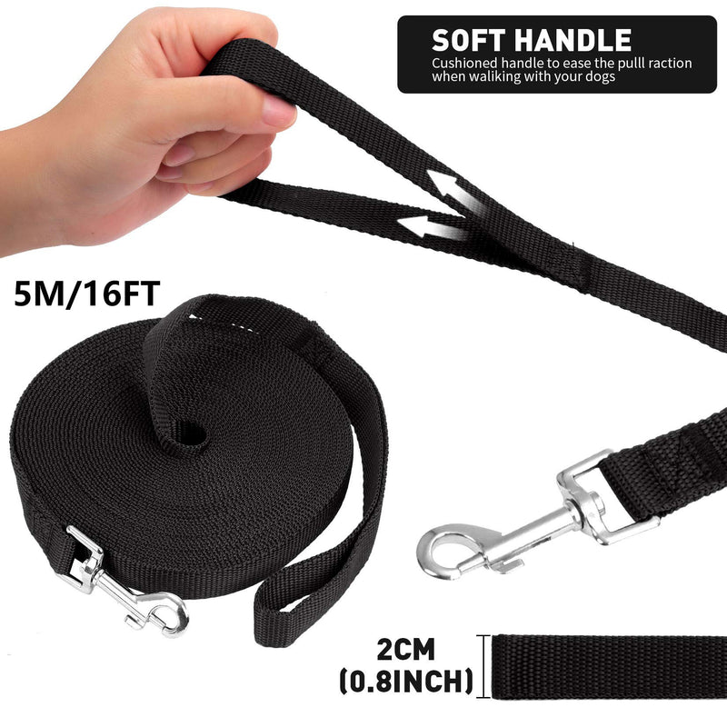 VPbest Dog Training Lead 5m / 10m Dog Leads Training Leash - Dog Training Rope Lead Long for Pet Tracking Training - Long Lead Leash for Pet Recall Obedience (5m Black) - PawsPlanet Australia