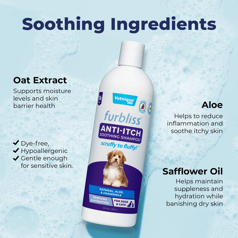 Furbliss Soothing Anti-Itch Dog Shampoo for Itchy Skin with Calming Chamomile & Cooling Peppermint, Oatmeal Shampoo for Dogs with Natural Ingredients for Pet Parents & Professional Groomers - PawsPlanet Australia