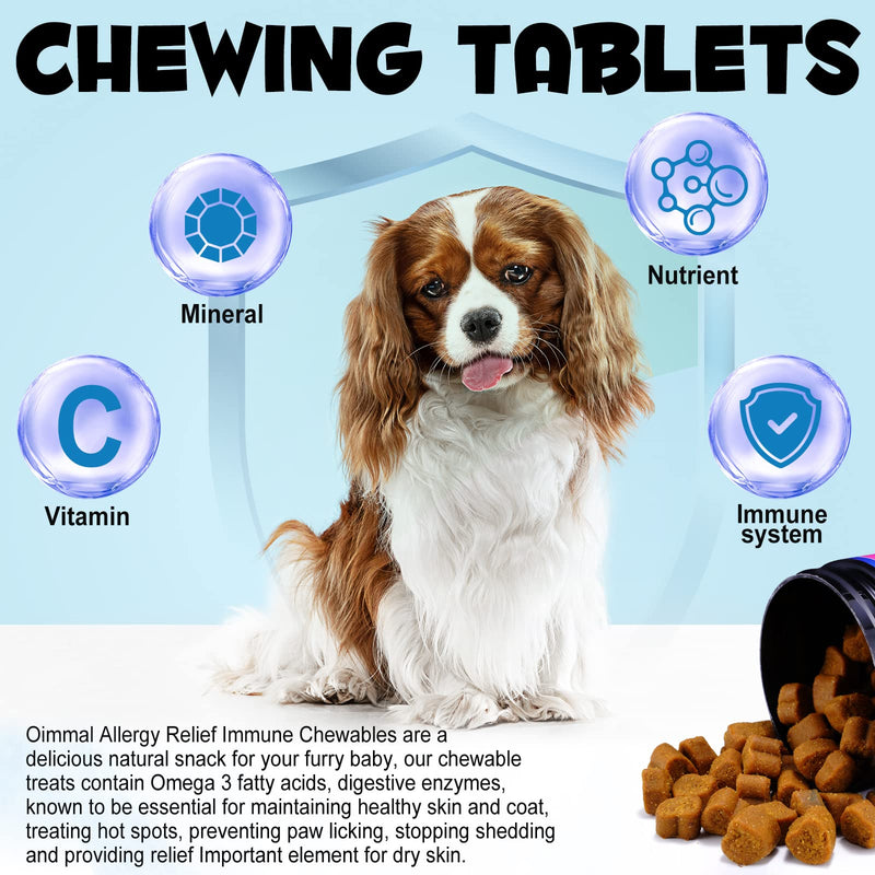 Dog Allergy Relief Chews, Itch Relief for Dogs, Allergy Relief Dog Treats w/Omega 3 + Pumpkin + Enzymes, Anti Itch Support & Hot Spots, Skin & Coat Immune Health Supplement for Dogs - PawsPlanet Australia