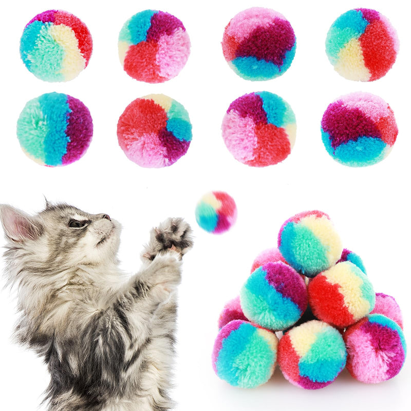 Amaxiu 3 cm colorful cat pom pom ball toy, 20 pieces rainbow cat toy balls, soft plush cat ball, interactive toy, training ball toy for indoor cats, kittens, practicing playing - PawsPlanet Australia