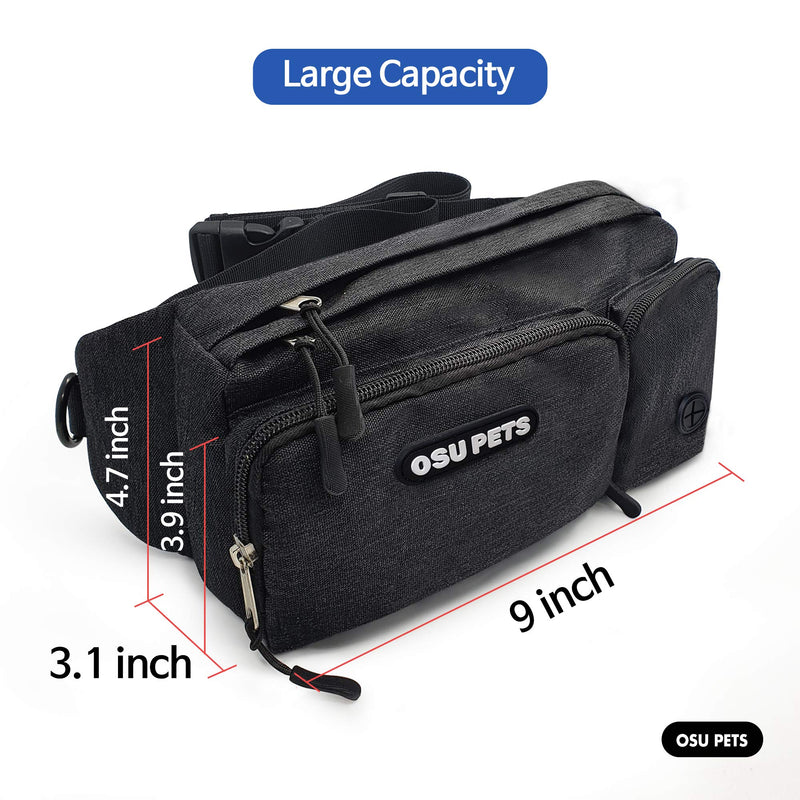 OSU PETS Dog Training Treat Pouch, Easily for Walking with Dogs, Fanny Pack and Waste Bag Dispenser (Black) Black - PawsPlanet Australia