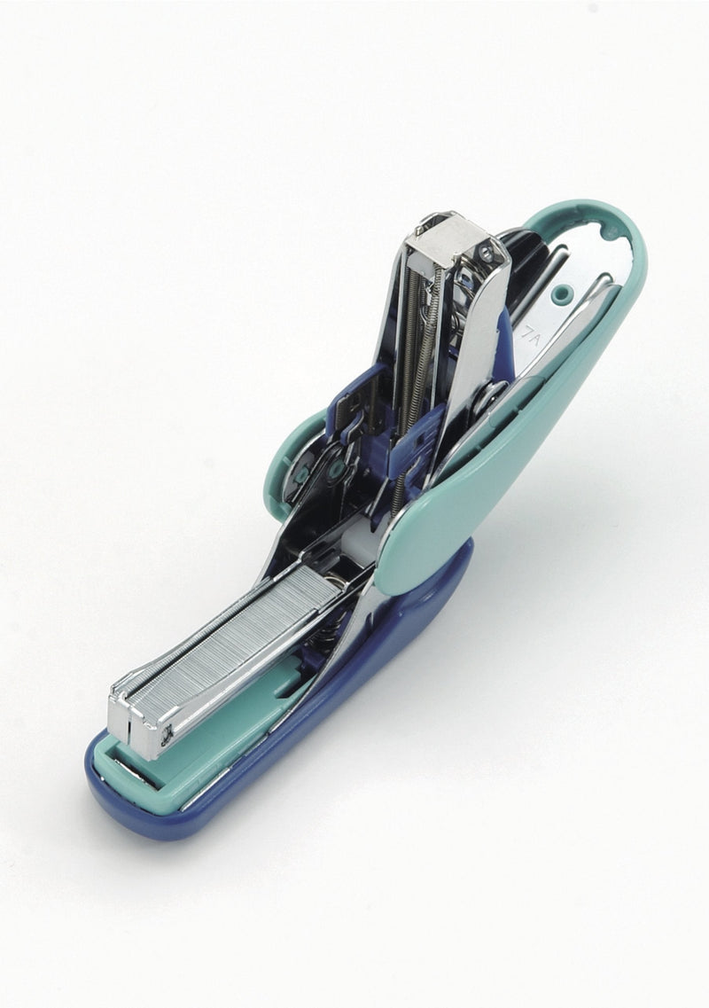 PLUS Japan, mini flat stapler ST-10V in red, flat stapler with power support, stapling capacity up to a maximum of 20 sheets, mini stapler, including 300 staples No. 10, pack of 1 (1 x 1 stapler) stapler - PawsPlanet Australia