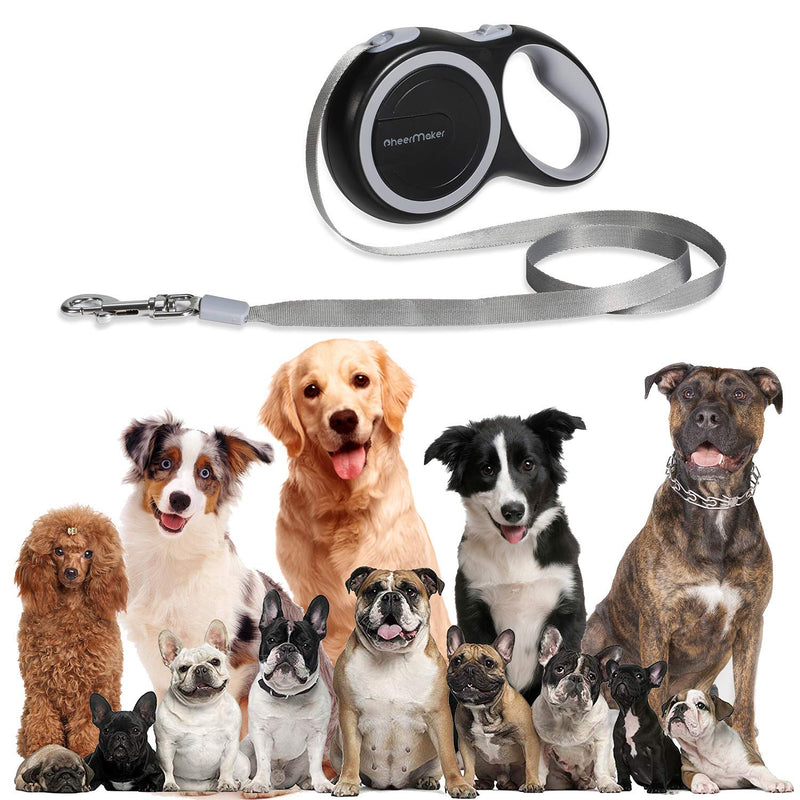 [Australia] - CheerMaker Retractable Dog Leash,360° Tangle-Free Heavy Duty Dog Walking Leash with 16ft/26ft Strong Reflective Nylon Tape/Anti-Slip Handle/One-Handed Brake,Pause,Lock for Dogs up to 44lbs/110lbs Large 