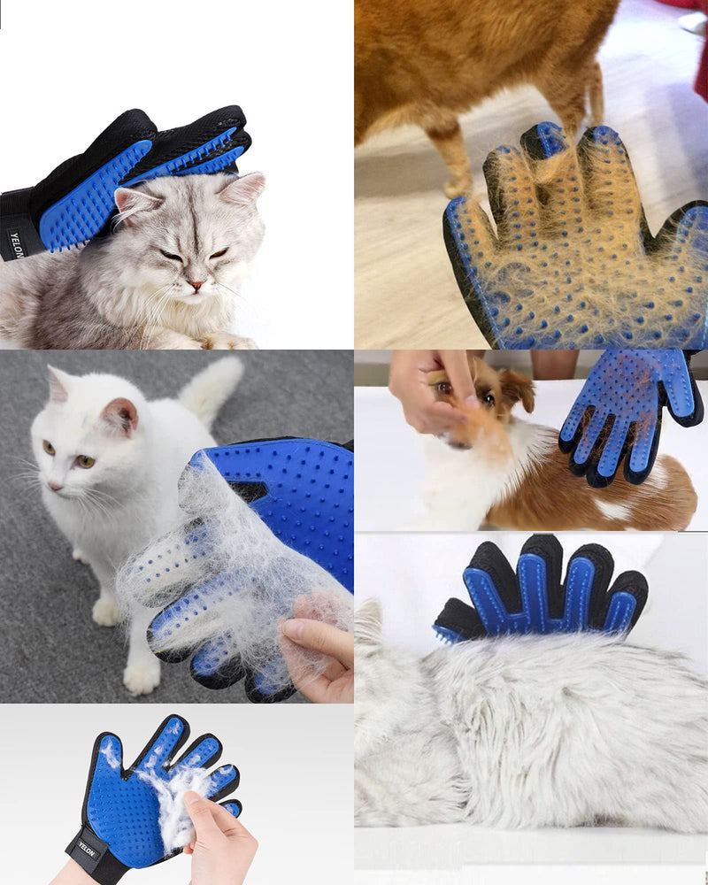 YELON Pet Grooming Gloves,Hair Remover Gentle Deshedding Efficient Brushs,Massage Mitt for Cats,Dogs,Horses and Other Animals Long Short Fur-1 Pair - PawsPlanet Australia