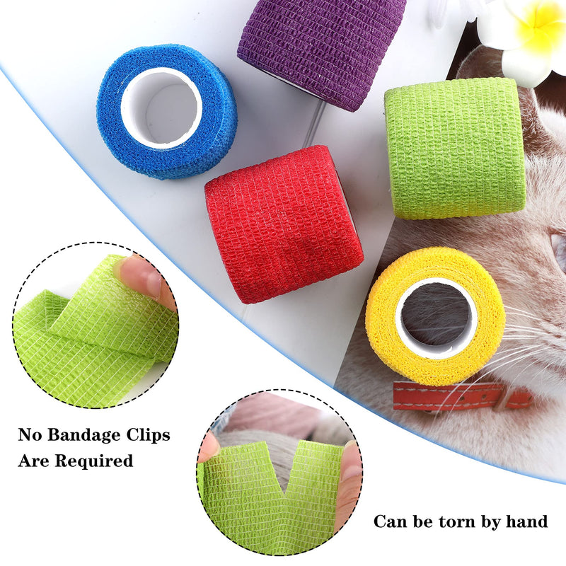 5 Rolls Pet Vet Wrap for Dogs Cats and Horse Self Adherent Bandage 2inch No Woven Elastic Cohesive Tapes for Finger, Sports and Stretch Athletic 2inch(5 Count of A Pack) - PawsPlanet Australia