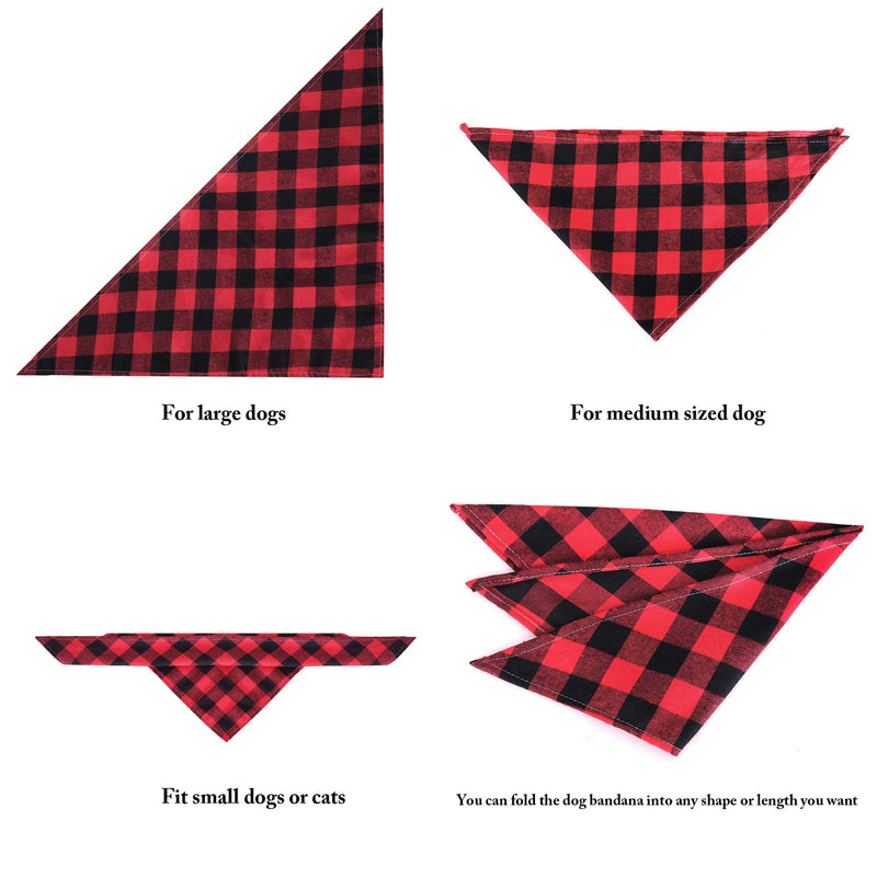 Dog Bandanas, 4pcs Washable Cotton Plaid Dog Scarf, Triangle Kerchief Dog Bibs, Accessories for Small Medium Large Sized Dogs Cat Pet (Red, Black, Blue, Green) - PawsPlanet Australia