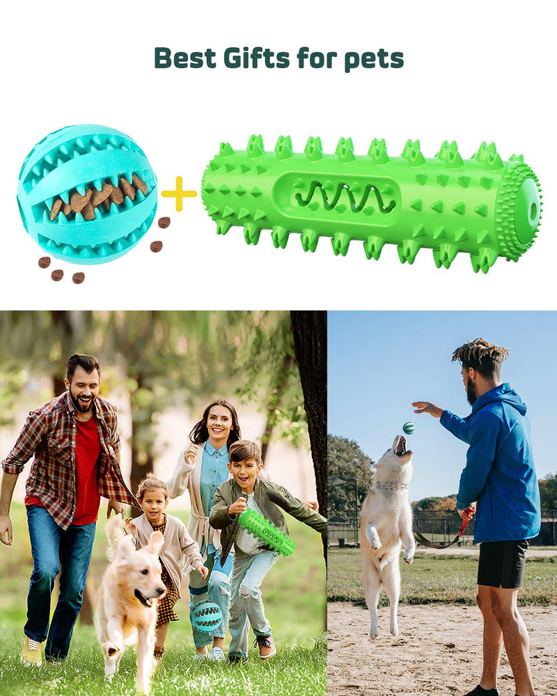 Dog Chew Toys for Aggressive Chewers Small Medium Breed,Small Dog Toys,Dog Squeaky Toys,Puppy Chew Toothbrush Toys Dog Teeth Cleaning Toy and Dog Toy Ball,100% Natural Rubber(2 Packs) - PawsPlanet Australia