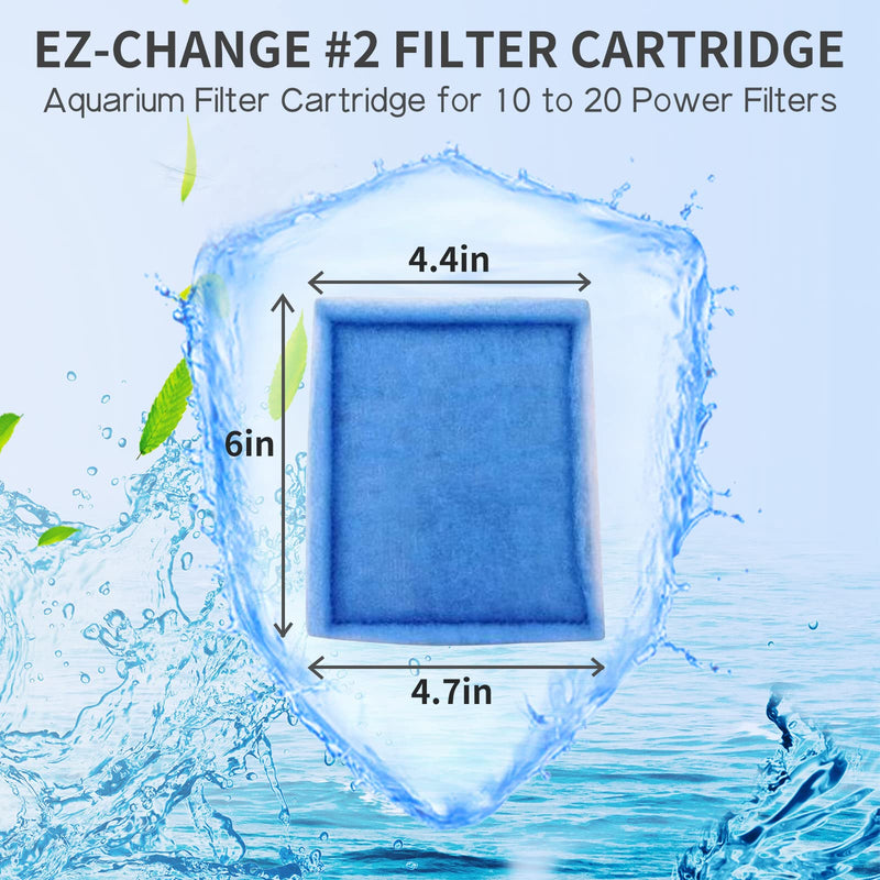 10-20 Gallon Aquarium Filters EZ-Change #2 Filter Cartridge fit Aquarium Filter Cartridge 10 to 20 Power, for Healthier Fish 6 Pcs - PawsPlanet Australia