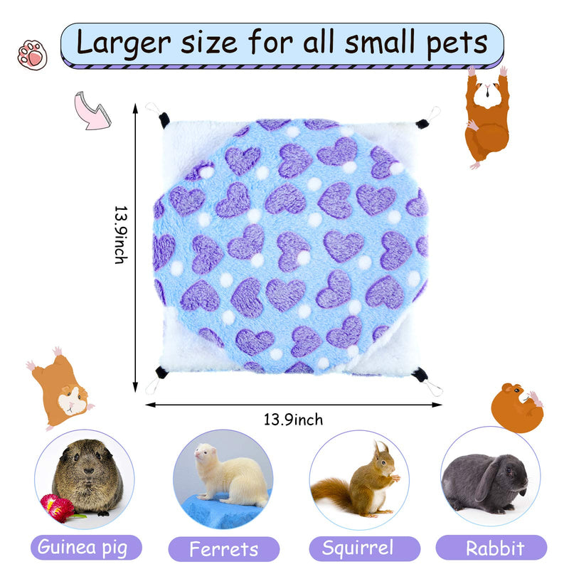 2 Pieces Guinea Pig Rat Hammock Guinea Pig Hamster Ferret Hanging Hammock Toys Bed for Small Animals Chinchilla Parrot Sugar Glider Ferret Squirrel Playing Purple, Coffee Color Heart Pattern - PawsPlanet Australia