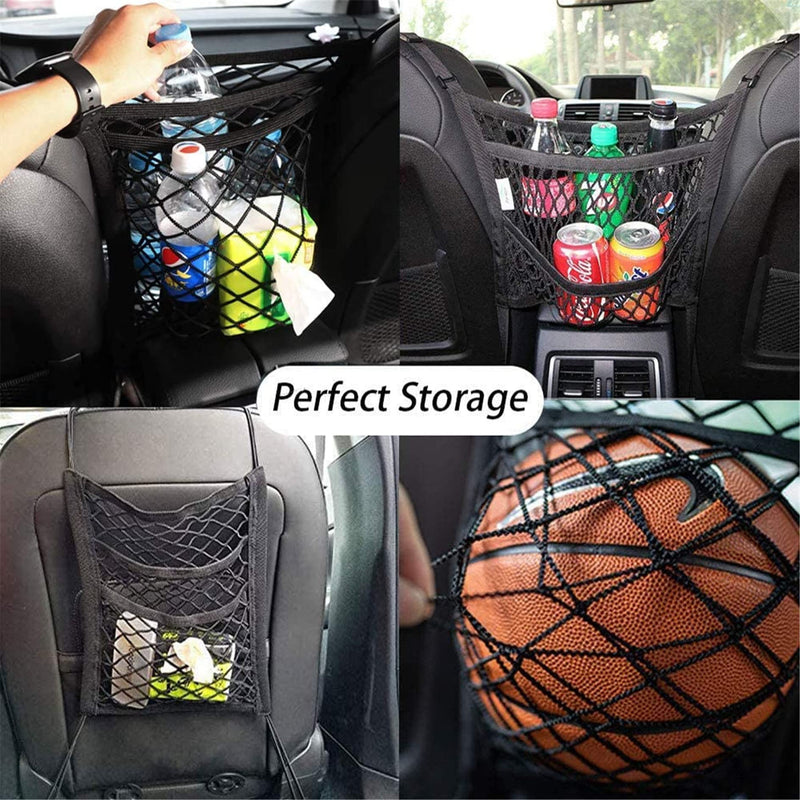 DYKESON Dog Car Net Barrier Pet Barrier with Auto Safety Mesh Organizer Baby Stretchable Storage Bag Universal for Cars, SUVs -Easy Install,Safer to Drive with Children and Pets 11.7 in × 11.7 in - PawsPlanet Australia