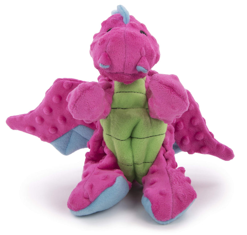 [Australia] - goDog Dragon with Chew Guard Technology Tough Plush Dog Toy, Pink, Large 