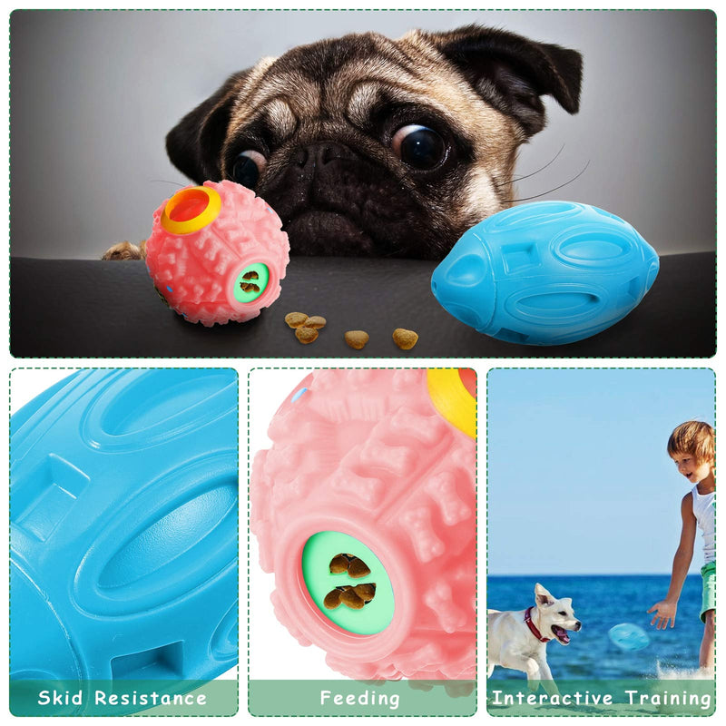 [Australia] - Weewooday 2 Pieces Squeaky Dog Toys for Aggressive Chewers Large Breed Teeth Cleaning Durable Rubber Ball Food Treat Dispensing Toy Dental Oral Care for Small Medium Large Dogs Light Blue, Black 