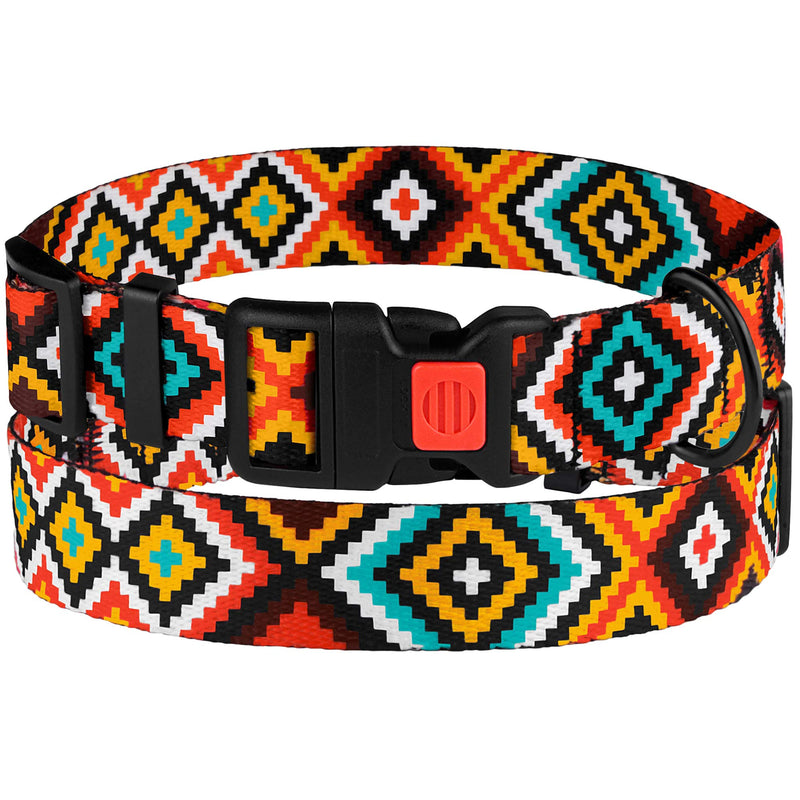 [Australia] - CollarDirect Aztec Dog Collar Adjustable Nylon Tribal Pattern Geometric Pet Collars for Dogs Small Medium Large Puppy Aztec Sunset Neck Fit 10"-13" 