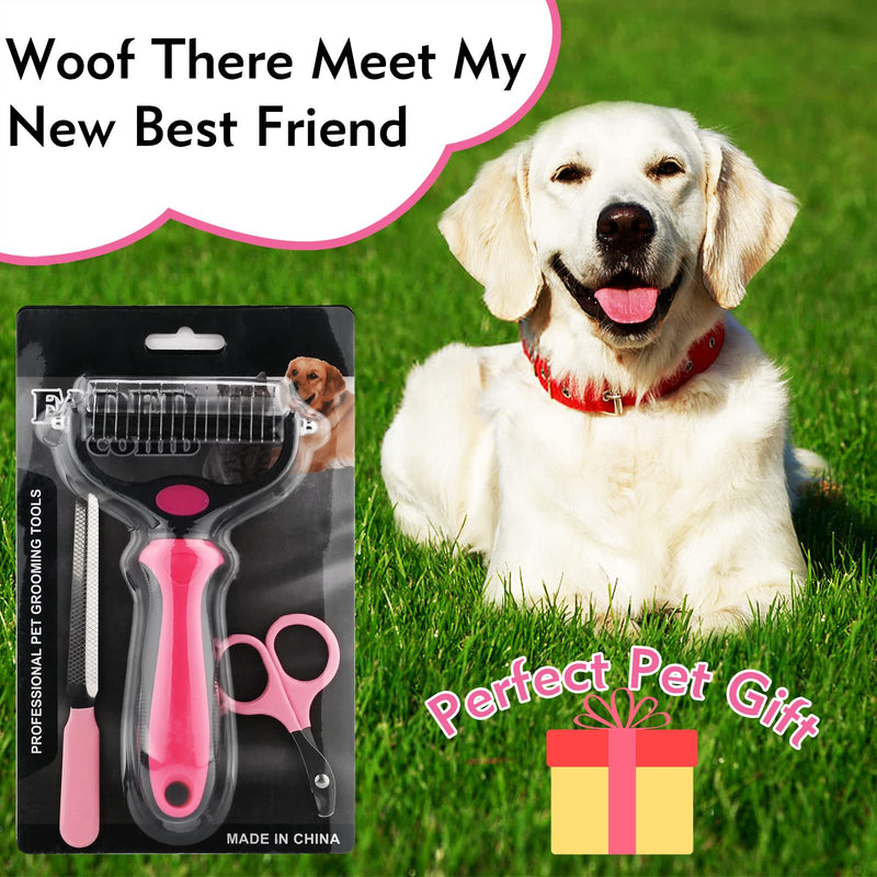 Veeconn Pet Grooming Brush for Dogs & Cats - Double Sided Shedding and Dematting Undercoat Rake Comb, Professional Grooming Rake for Mats&Tangles Removing, Reduces Shedding by up to 95% - PawsPlanet Australia