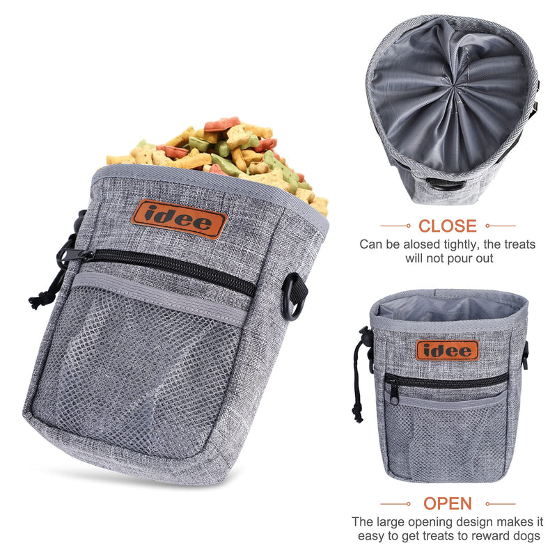 IDEE Dog Treat Pouch - Dog Treat Bag Training Pouch for Pet Training - Multi-function Dog Training Treat Pouch - Easily Carry Treat, Kibble and Toys - Built-in Poop Bag Dispenser - 3 Way to Wear -Grey - PawsPlanet Australia