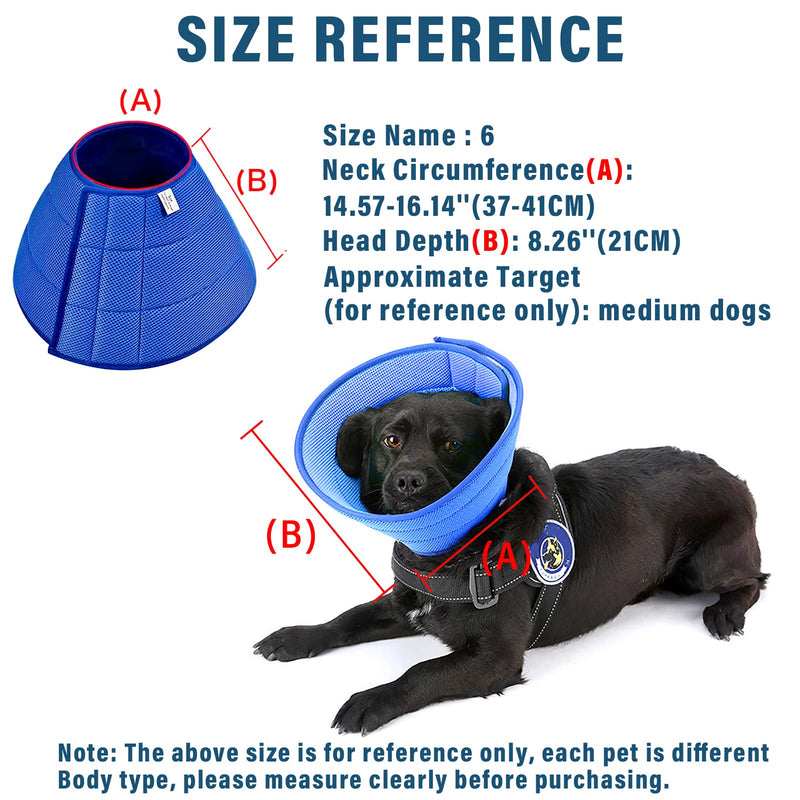 Dog Neck Collar, Quicker Healing Pet Recovery Cone, Soft Edges, for the Recovery of Dogs and Cats After Operations, Protective Dog Collar, Prevents Dog Bites and Scratches (Size 6) - PawsPlanet Australia