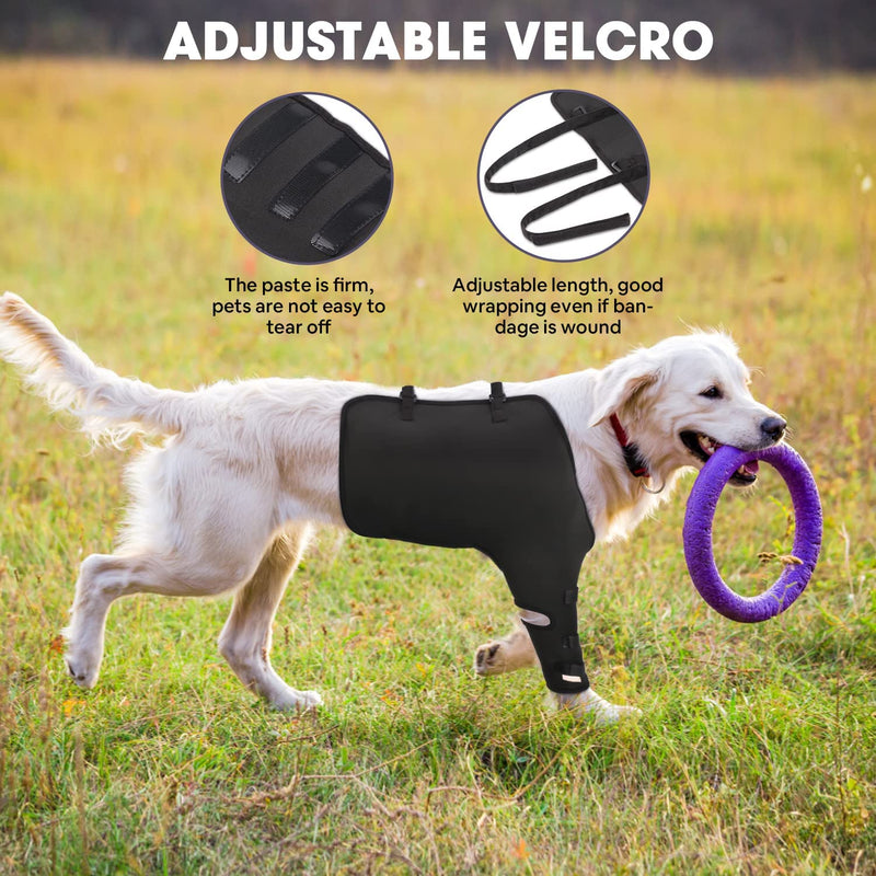 Petbobi Dog Recovery Sleeve After Surgery for Large Dogs, Soft and Breathable Space Cotton Material Dog Leg Sleeve for Dog Wound Care, Dog Cone Alternative to Stop Licking, Black Left Front Leg(XL) - PawsPlanet Australia