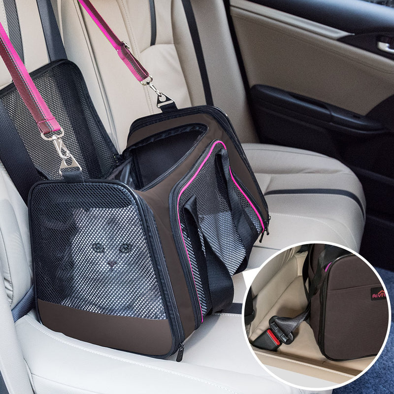 [Australia] - Soft-Sided Pet Travel Carrier, Airline Approved Dog Cat Carrier for Medium Puppy and Cats Rosy 