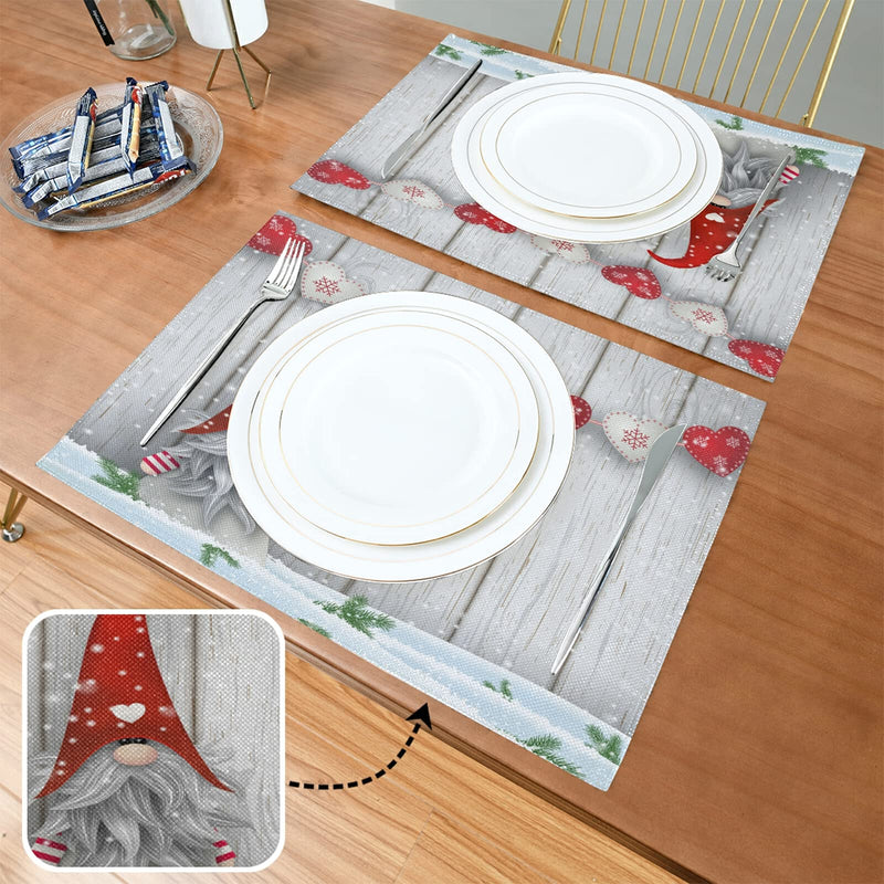 Christmas Gnome Placemats Kitchen Tables Mats Place Mats Set of 4 Heat Resistant for Xmas Holiday Table Decorations Pattern 11 - PawsPlanet Australia