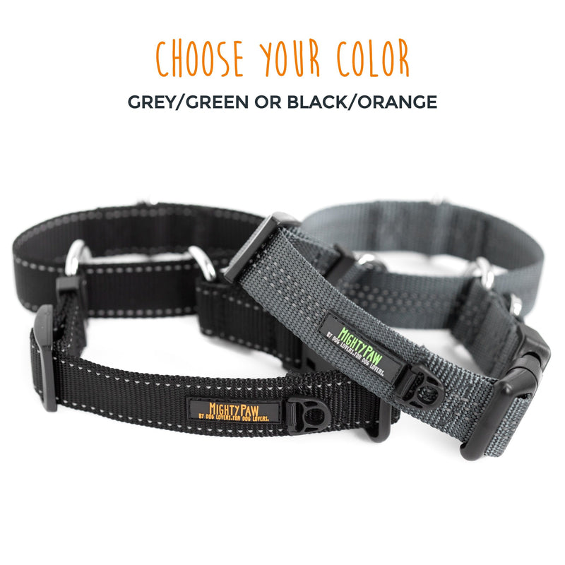 [Australia] - Mighty Paw Martingale Nylon Training Collar. Our Trainer Approved Limited Slip Collar. Modified Cinch Collar for Controlled Force for Optimal Training. Reflective Stitching to Keep Your Dog Safe! Medium Black 