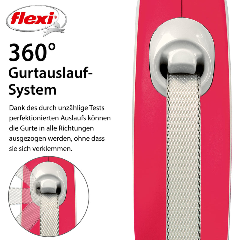 flexi - Roll cord New Comfort Band - 5 meters up to 15 kg - Red - 1 piece, small Multi - PawsPlanet Australia