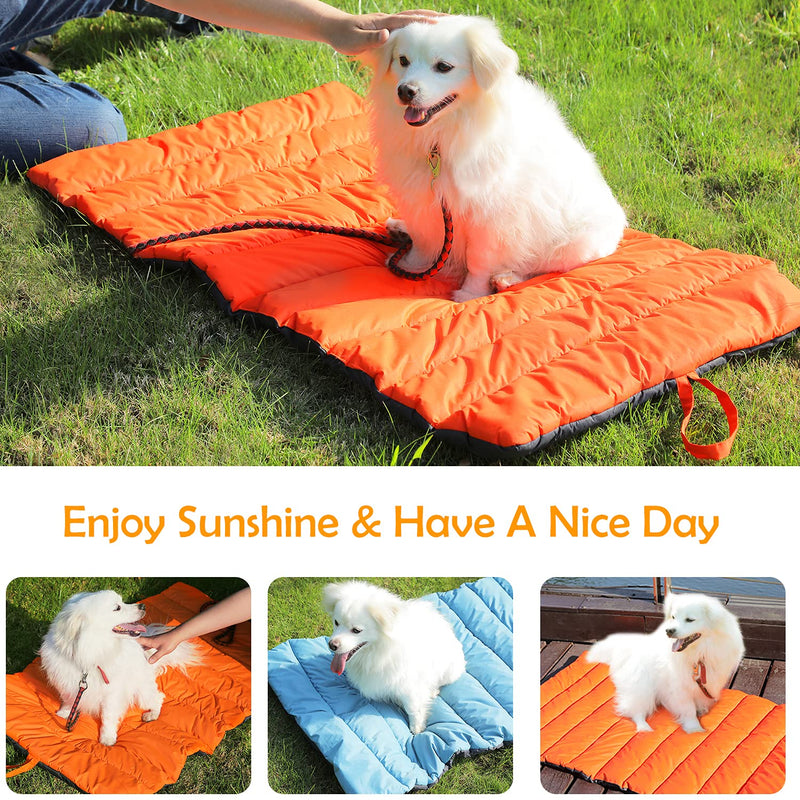 Waterproof Outdoor Dog Bed Mat for Dog Sleeping - TOYSBOOM Dog Bed for Camping, 44'' x 26'' Dog Travel Mats for Large Medium Small Dogs, All Season Portable Dog Bed Durable Thick & Soft Orange - PawsPlanet Australia