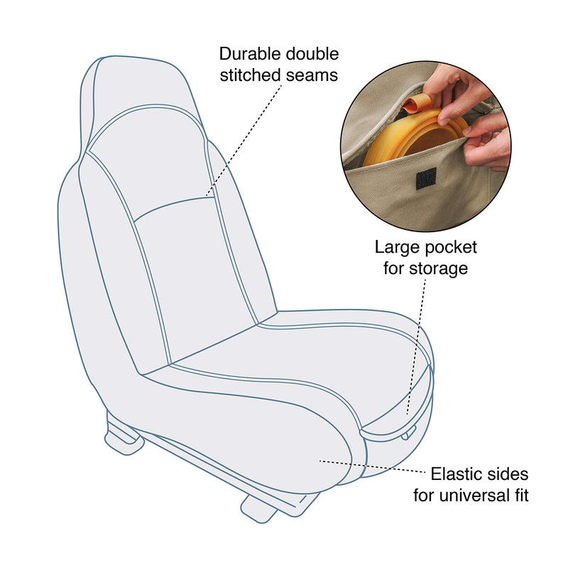 [Australia] - Kurgo CoPilot Bucket Seat Cover for Dogs —Waterproof, Stain Resistant & Machine Washable Khaki 