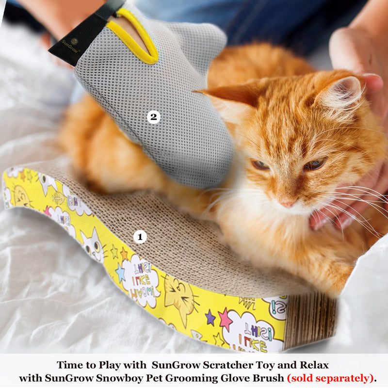 [Australia] - SunGrow Scratcher Toy for Cats Meow Scratch Board with a Curved Wave Design - Satisfy Your kitty's Natural Scratching Instinct - Save Your Furniture - Made of Environmental Friendly Material 