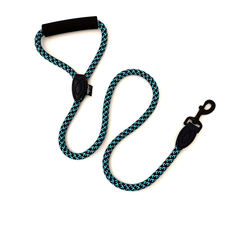 VIGOROUS Colourful Strong Nylon Rope Puppy & Dog Lead (Blue & Black, Medium >22.5kg) Blue & Black - PawsPlanet Australia