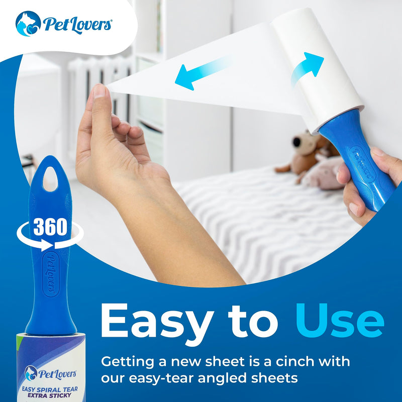 PetLovers Extra Sticky Lint Roller Mega Value Set 450 Sheets for Pet Hair Removal, Dog and Cat Lint Removal 5 Pieces Pack of 5 - PawsPlanet Australia
