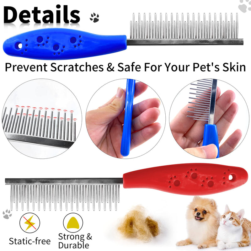 Goofong 2 pieces pet comb, grooming brush for medium and small dogs and cats with long stainless steel grooming comb teeth clean hair - PawsPlanet Australia
