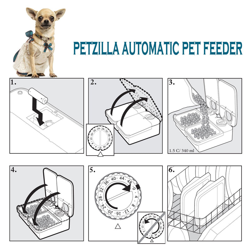 [Australia] - Petzilla Automatic Pet Food Feeder for Dogs & Cats, Pet Food Dispenser for 2 Meals Within 48 Hours, Ice Pack Included to Keep Food Fresh (2 Bowl) 
