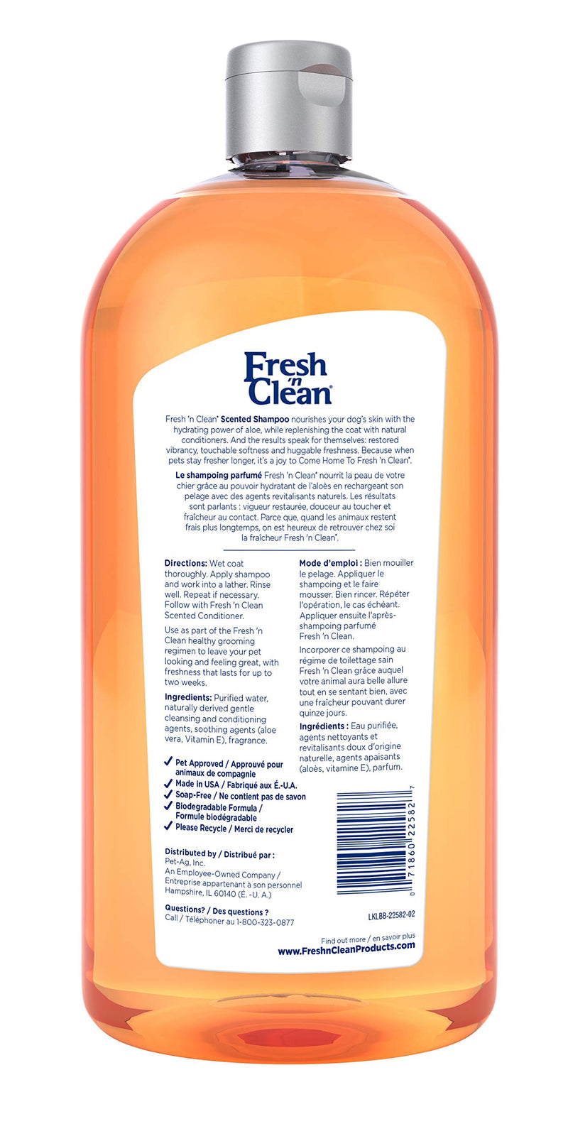 PetAg Fresh 'n Clean Scented Dog Shampoo - Classic Fresh Scent - For Manageable & Shiny Dog Hair - 32 fl oz - PawsPlanet Australia