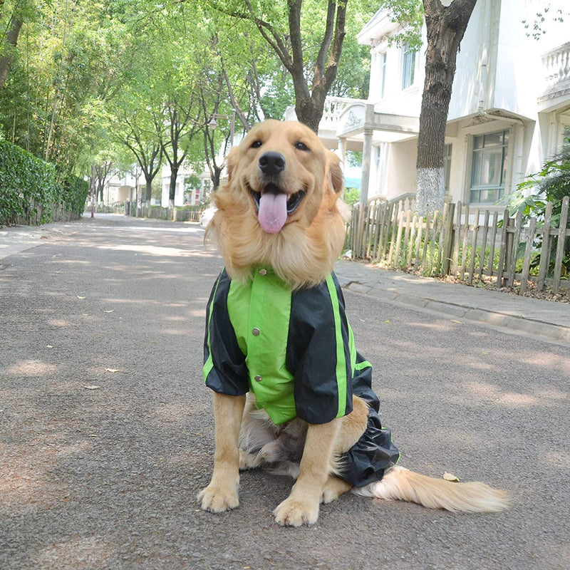 Lovelonglong Dog Hooded Raincoat, Small Dog Rain Jacket Poncho Waterproof Clothes with Hood Breathable 4 Feet Four Legs Rain Coats for Small Medium Large Pet Dogs Green XS XS (Small Dog) - PawsPlanet Australia