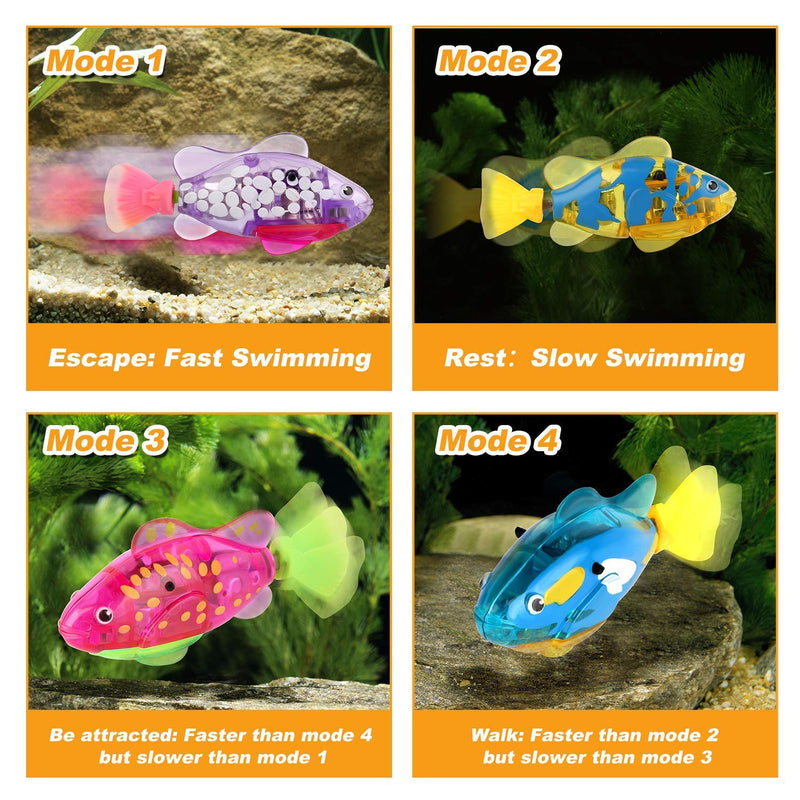 Swimming Robot Fish for Cats, Interactive Cat Fish Toys Fish Tank Toy with LED Light Cat Toy Dog Toy Swimming Bath Plastic Fish Toy, Cat Exercise to Stimulate Your Pet's Hunter Instincts ( 4 PCS ) - PawsPlanet Australia