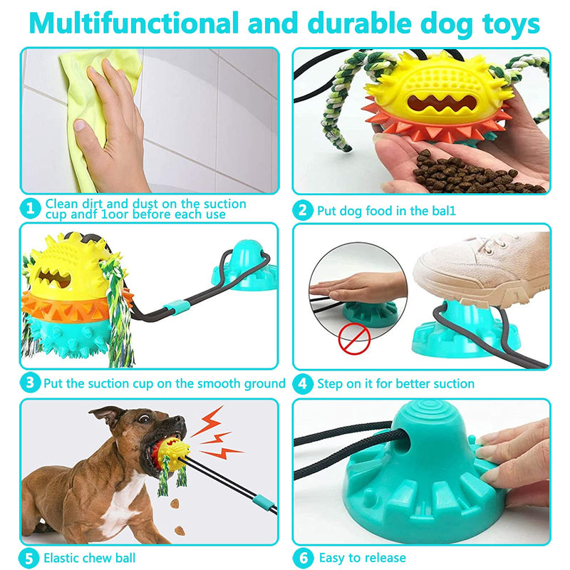 Pet Dog Silicone Molar Toy,Dog Rope Ball Pull Toy Sucker Multifunctional Interactive Dog Chewing Toy, with Teeth Cleaning and Food Distribution Function, The Best Gift for Pet Dog Upgraded Green - PawsPlanet Australia