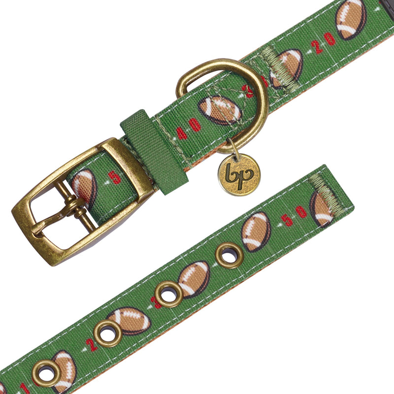 [Australia] - Blueberry Pet 5 Patterns Durable Sports Fan Canvas Dog Collars Collar - (13"-16.5") Neck * 3/4" Wide Sports - Football 