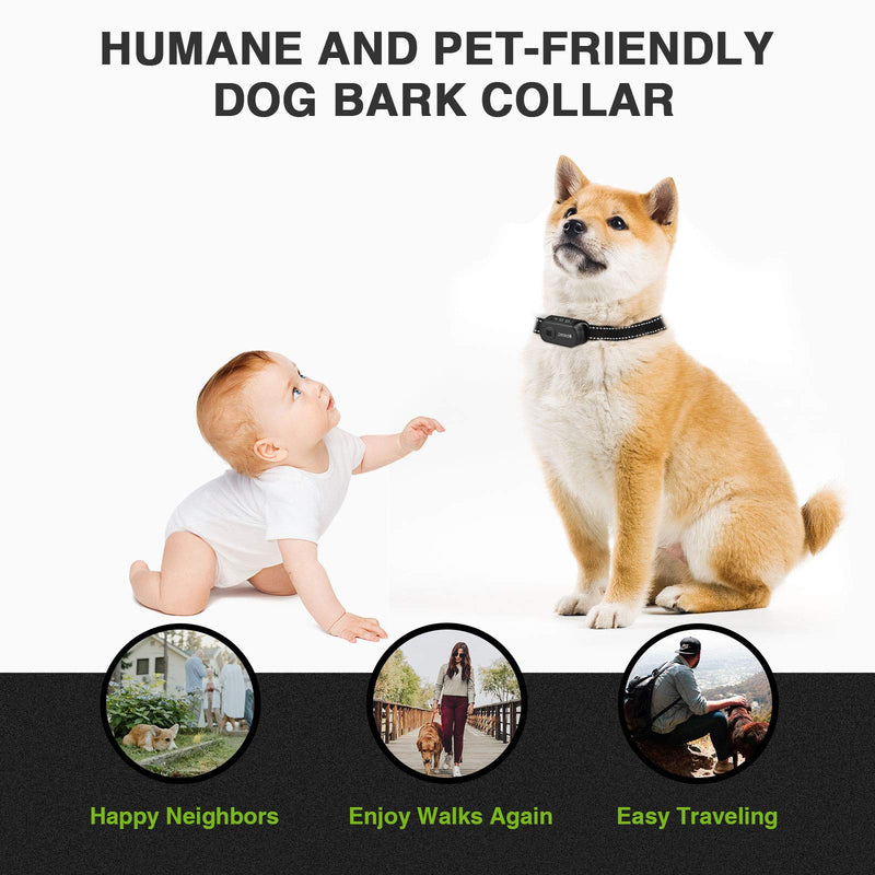 Dog Bark Collar - Rechargeable Bark Collar for Small Medium Large Dogs, Humane Anti Barking Collar with Beep Vibration and Shock - PawsPlanet Australia