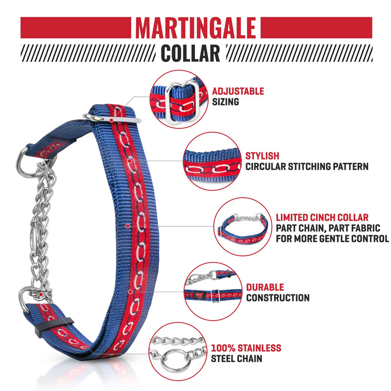 [Australia] - Tuff Pupper Martingale Collar for Dogs is Perfect for Training | No Pull Dog Collar with Adjustable Gentle Nylon & Steel Chain | Convenient Sizing for All Breeds Small Midnight Blue 