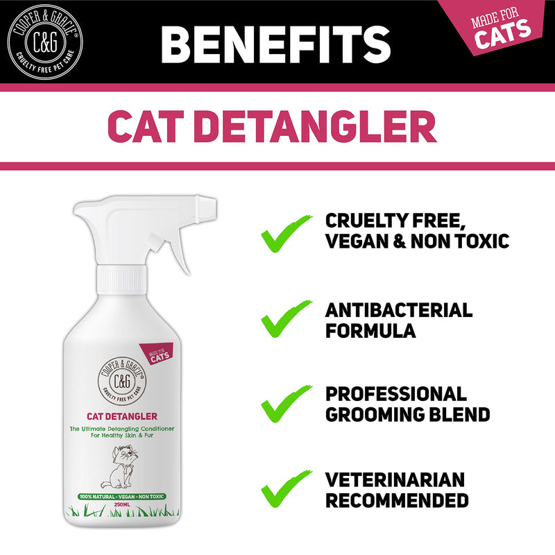 C&G Pets | Cat Detangler Spray 250ml | Vegan Detangling Spray For Cats And Kittens | Natural Deodorising Daily Grooming Dematting Conditioner | Ph Perfect For Sensitive Cat Skin - PawsPlanet Australia