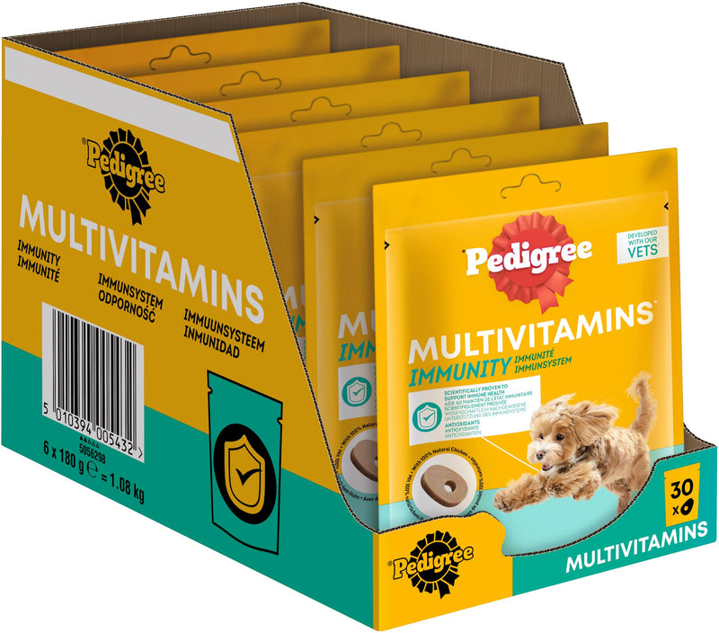 Pedigree dog snacks multivitamins immune system - 30 soft dog treats, 180g - supplements to support the immune system, easy feeding - PawsPlanet Australia