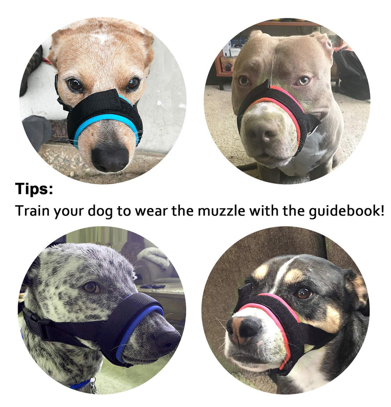 [Australia] - Dog Muzzle for Small Medium Large Dogs Stop Barking Biting and Chewing Breathable Adjustable Soft Pad Red 