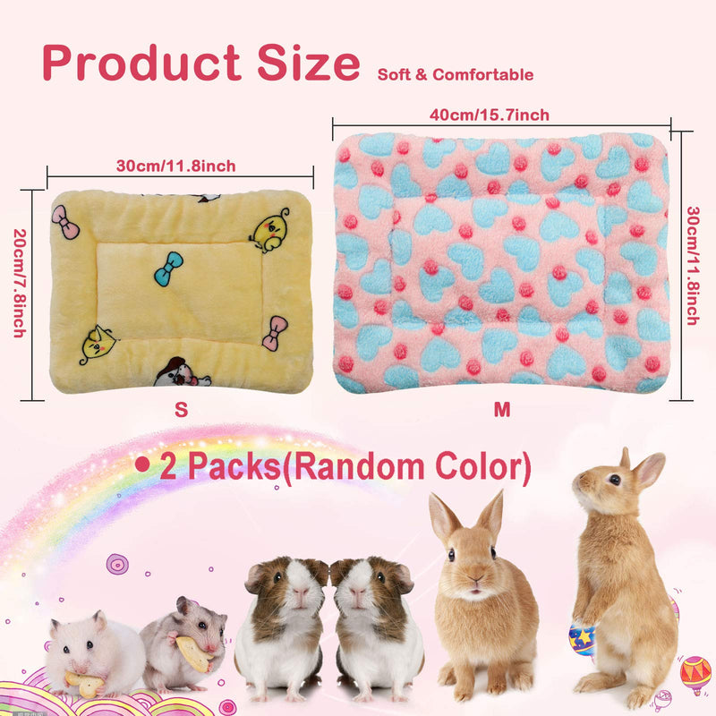 [Australia] - RYPET Small Animal Bed 2PCS - Rabbit Guinea Pig Hamster Bed Winter Warm Fleece Sleep Pad for Squirrel Hedgehog Bunny Chinchilla and Other Small Animals, Random Color S: (7.8*11.8inch) 2PCS 