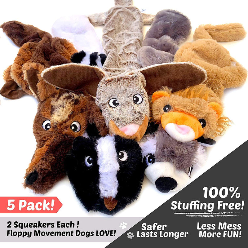 Newthinking Dog Squeaky Toys, No Stuffing Soft Dog Toys, Durable Plush Dog Toys for Small Medium Dog (5 PACK) 5 Pack - PawsPlanet Australia