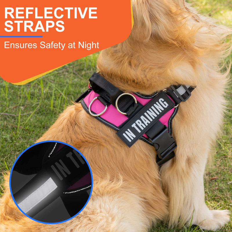 Essential Dog Harness, No Pull Pet Harness with 3 Side Rings for Leash Placement, No Choke, Reflective, Adjustable Pet Vest, Easy On-Off & Improved Control Handle, Training, Walking, Running S(Neck:14-18",Chest:16-21") Rose - PawsPlanet Australia