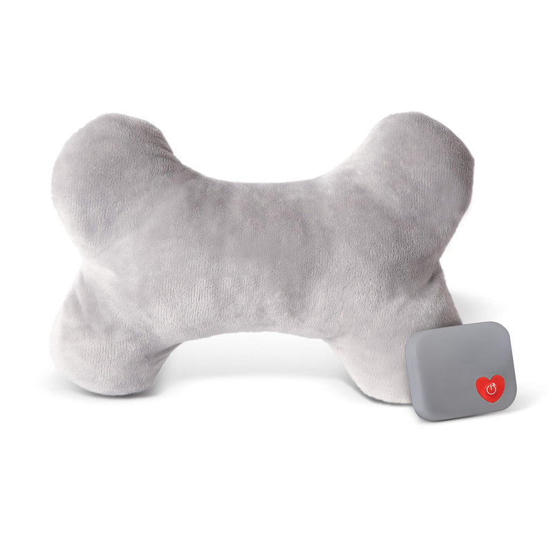 K&H Pet Products Mother's Heartbeat Pillow For Puppies and Kittens Plush Toy with Breed Specific Heartbeat Rhythm Gray Bone Pillow Large Breed Heartbeat - PawsPlanet Australia