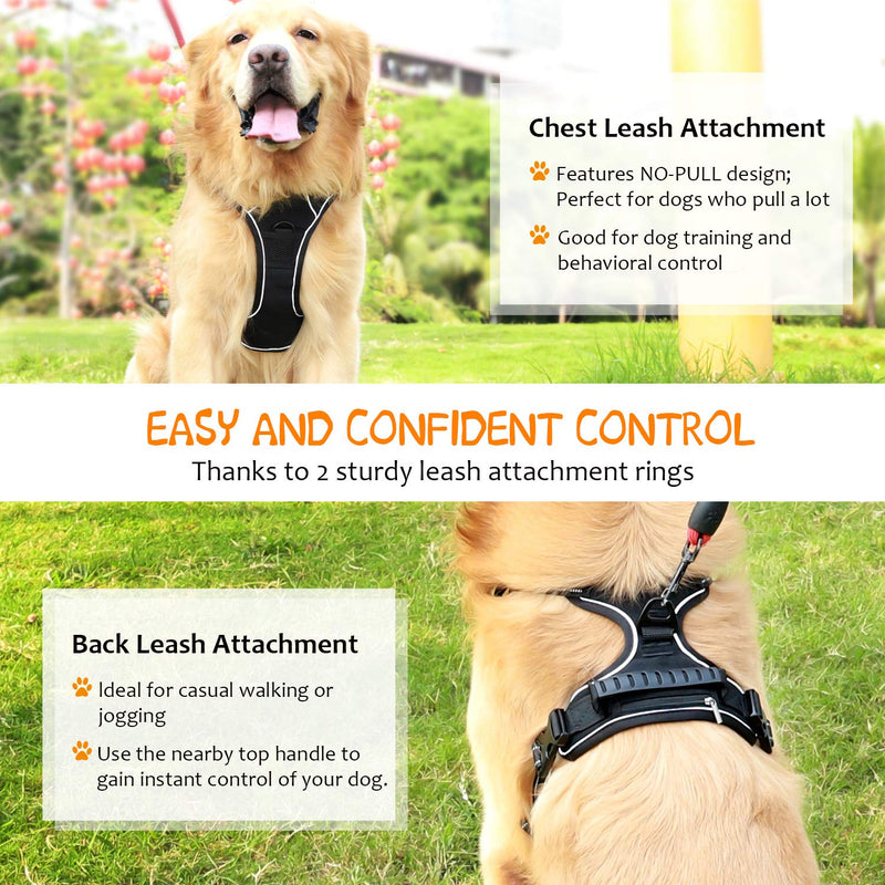 [Australia] - KORATER Dog Harness No-Pull Anti-Tear Adjustable Outdoor Pet Vest 4M Reflective Oxford Material Vest Easy Control with Handle & Poop Bag Holder on The Back forf Small Medium Large Dogs (L) 